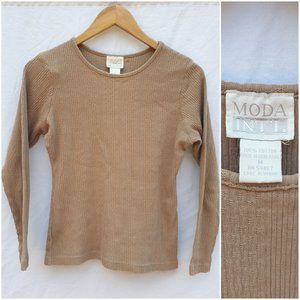 VINTAGE TAN LONG SLEEVE TOP